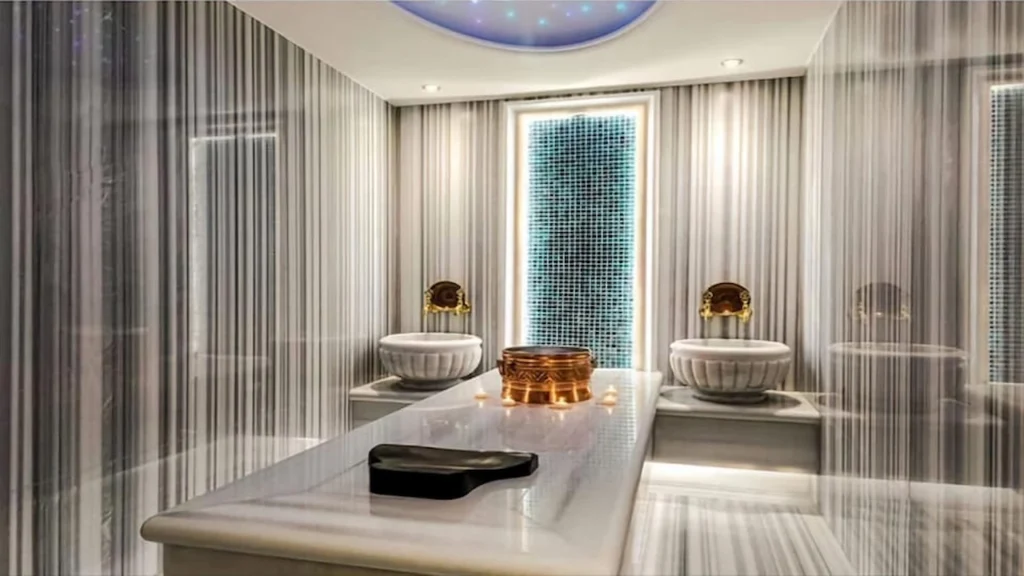 Private Turkish Bath & Hammam - Massage, & Spa in Istanbul Interior of a private Istanbul Turkish spa with cozy steam rooms, heated marble slabs, and traditional architecture, designed to deliver ultimate relaxation through centuries-old Hamam rituals and massage.