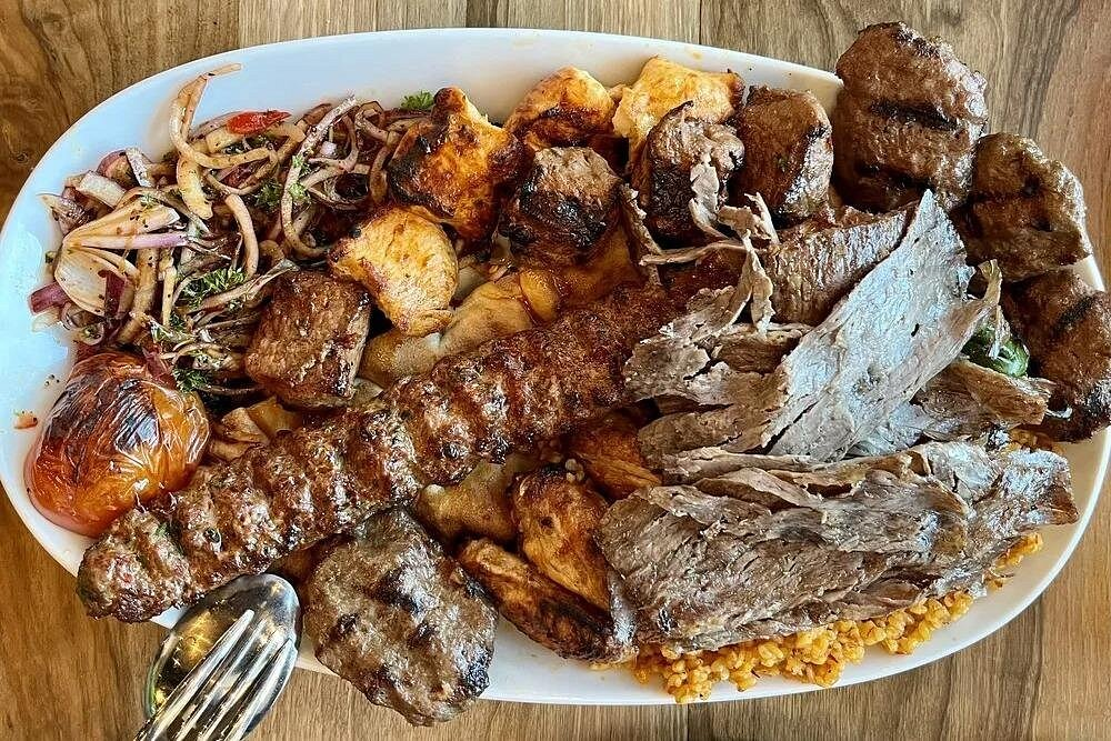 Istanbul to Bursa & Uludag Day Tour: Lunch, Cable Car Option a plate of meat and vegetables