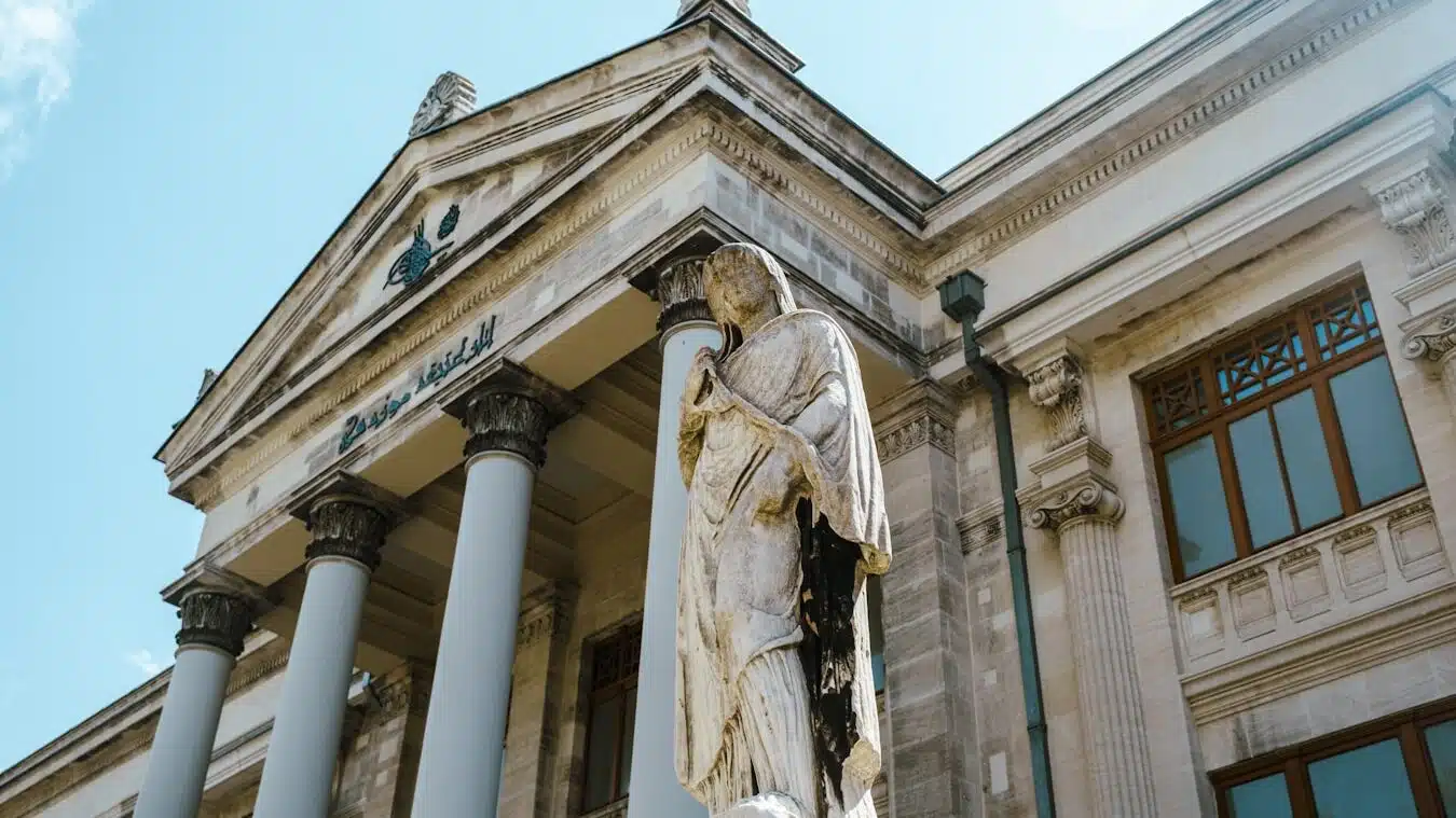 Istanbul's Must-Visit Historical Sites and Museums A statue stands in front of the Istanbul Archaeological Museums