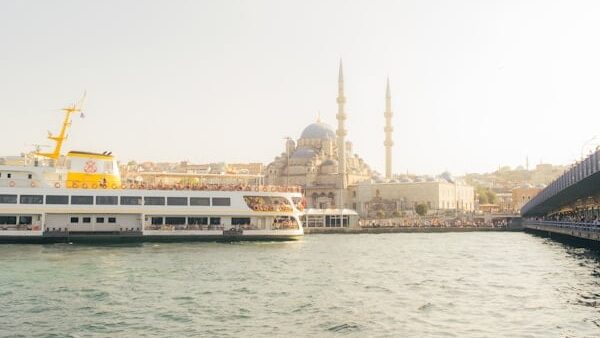 Karaköy - a large boat in the water near a bridge