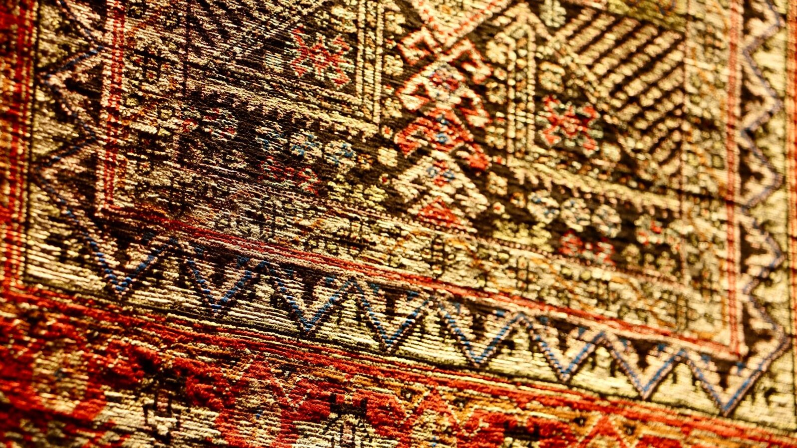 a close-up of Turkish rugs with a pattern on it