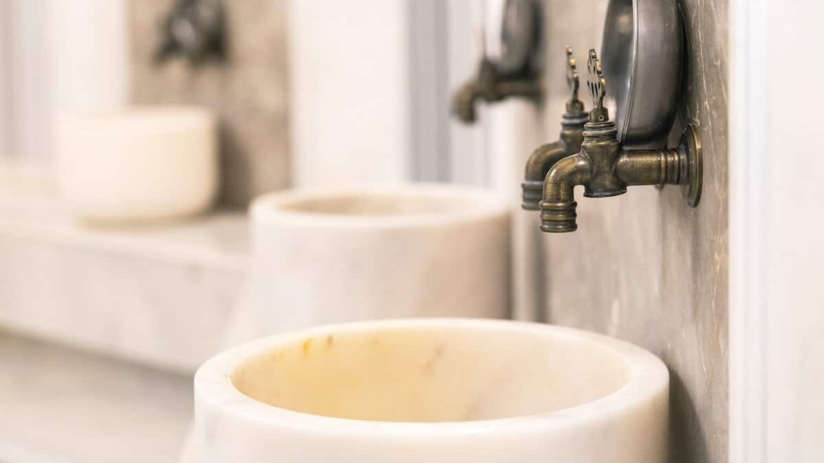 a sink with a faucet