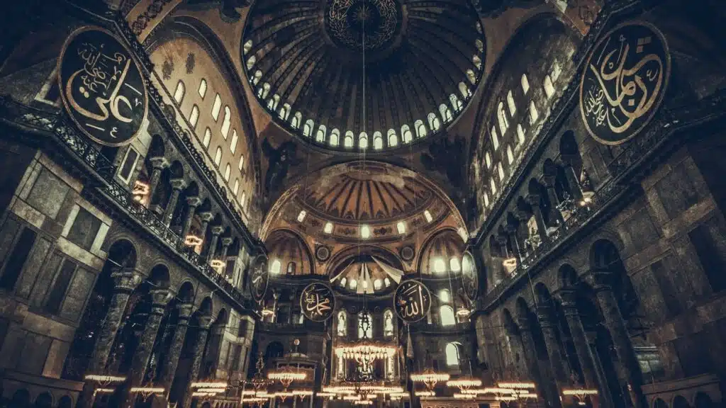 Hagia Sophia Timeline: From Church to Mosque to Museum to Mosque Again the inside of a large building with many windows