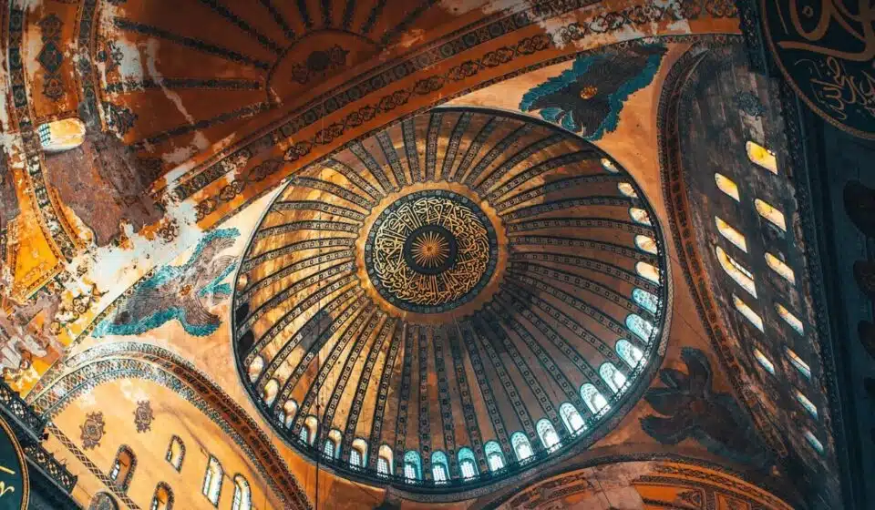 brown blue and white ceiling