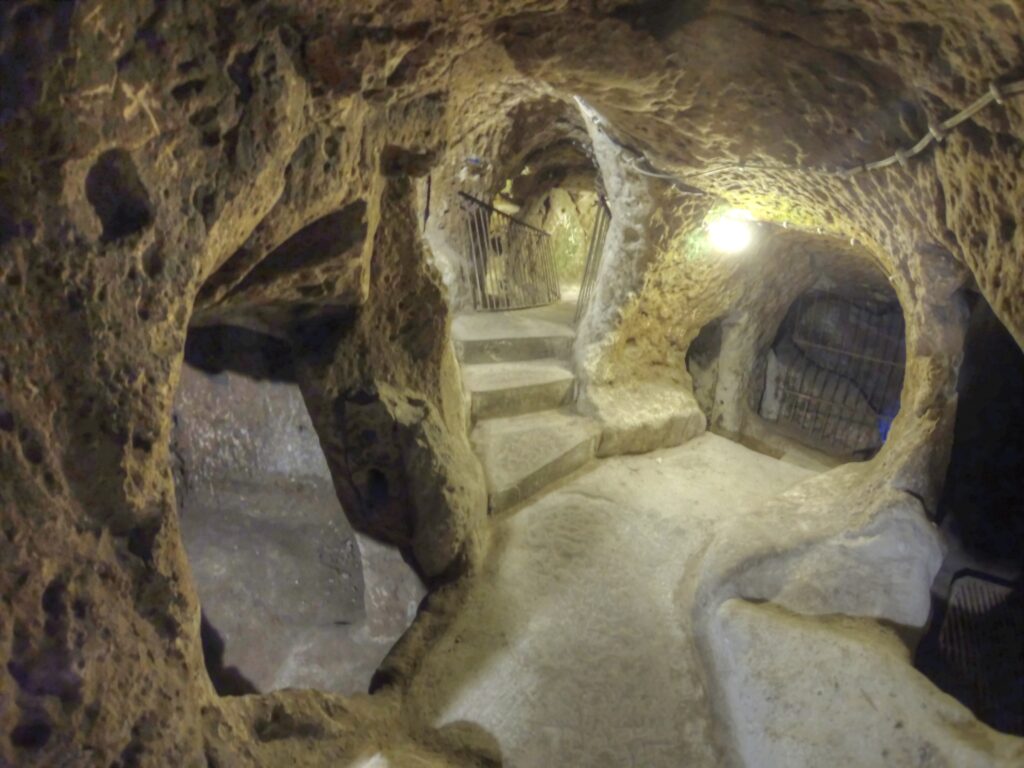 Cappadocia: Fairy Chimneys, Underground Cities and Hot Air Balloons Tunnel of Derinkuyu underground city in Cappadocia