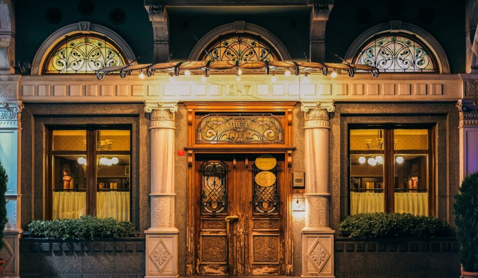 A building with a clock on the front of it
