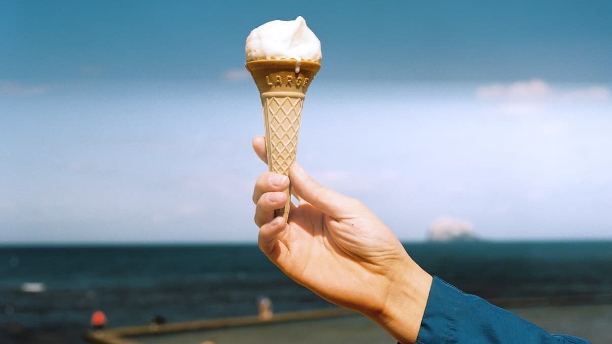 person holding ice cream cone