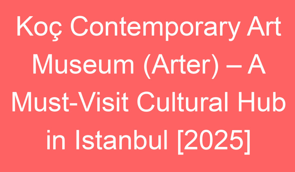 koc contemporary art museum arter a must visit cultural hub in istanbul 2025 80625