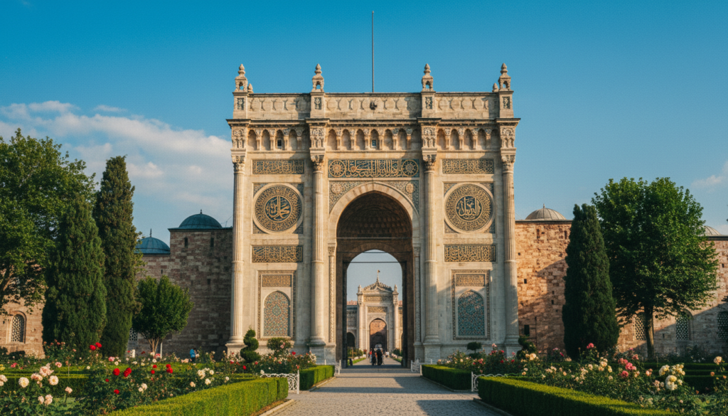 O se vaaiga matagofie o le Faitotoa o le Emepaea i le Maota o Topkapi, o loʻo faʻaalia ai le fausaga matagofie o le Ottoman ma ni vaneina matagofie ma lanu felanulanuaʻi, e faʻasaga i se lagi lanumoana manino. I le pito i luma, o loʻo siomia ai le faitotoʻa i togālaau matagofie ma ni pa puipui matagofie, ma maua ai se lagona o le filemu. O le ogatotonu o loʻo i ai le faitotoʻa tele, e matagofie ona faʻamatalaga i taʻi teuteu ma ni mamanu faʻatusa, e valaʻaulia ai tagata asiasi e ulufale mai. I le pito i tua, o fausaga faʻasolopito o le maota e faʻatupuina ai se lagona o le loloto. O le vaaiga e faʻamalamalamaina e moli mafanafana ma ata tifaga, e faʻamamafa ai foliga o maʻa ma faʻamatalaga faigata. O le lagona e talimalo ae faʻatupuina le mamalu o le talafaasolopito o le maota. E tatau ona puʻeina le ata i le 8k resolution mo le manino matagofie. O se vaaiga matagofie o le Faitotoa o le Emepaea i le Maota o Topkapi, o loʻo faʻaalia ai le fausaga matagofie o le Ottoman ma ni vaneina matagofie ma lanu felanulanuaʻi, e faʻasaga i se lagi lanumoana manino. I le pito i luma, o loʻo siomia ai le faitotoʻa i togālaau matagofie ma ni pa puipui matagofie, ma maua ai se lagona o le filemu. O le ogatotonu o loʻo i ai le faitotoʻa tele, e matagofie ona faʻamatalaga i taʻi teuteu ma ni mamanu faʻatusa, e valaʻaulia ai tagata asiasi e ulufale mai. I le pito i tua, o fausaga faʻasolopito o le maota e faʻatupuina ai se lagona o le loloto. O le vaaiga e faʻamalamalamaina e moli mafanafana ma ata tifaga, e faʻamamafa ai foliga o maʻa ma faʻamatalaga faigata. O le lagona e talimalo ae faʻatupuina le mamalu o le talafaasolopito o le maota. E tatau ona puʻeina le ata i le 8k resolution mo le manino matagofie.