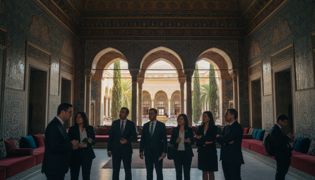 O se vaaiga auiliili ma matagofie i totonu o le vaega o le harem o le Maota o Topkapi, o loʻo faʻaalia ai le fausaga matagofie o Ottoman ma galuega faʻapipiʻi ma ie matagofie. I le pito i luma, o loʻo i ai alii ma tamaitai o loʻo ofuina ni laei faʻapolofesa o loʻo talanoa, o latou foliga o loʻo atagia mai ai le fia iloa ma le faamemelo. O le ogatotonu o loʻo i ai faitotoʻa maualuluga ma nofoaga e nonofo ai e teuteuina i aluga lanu felanulanuaʻi. O le tua o loʻo faʻaalia ai lotoā filemu ma lanumeamata lanumeamata ma le susulu o le la e sosolo atu i faʻamalama teuteu, e fausia ai se siosiomaga mafanafana ma faʻafeiloaʻi. O le ata e puʻeina i se tioata lautele e faʻamamafa ai le matagofie o le avanoa, faʻaaogaina moli tifaga e faʻaleleia atili ai foliga ma auiliiliga i le 8k resolution. O le lagona e faʻasolopito ma faʻatosina, e tosina mai ai tagata matamata i le taua faʻaleaganuʻu o le harem. O se vaaiga auiliili ma matagofie i totonu o le vaega o le harem o le Maota o Topkapi, o loʻo faʻaalia ai le fausaga matagofie o Ottoman ma galuega faʻapipiʻi ma ie matagofie. I le pito i luma, o loʻo i ai alii ma tamaitai o loʻo ofuina ni laei faʻapolofesa o loʻo talanoa, o latou foliga o loʻo atagia mai ai le fia iloa ma le faamemelo. O le ogatotonu o loʻo i ai faitotoʻa maualuluga ma nofoaga e nonofo ai e teuteuina i aluga lanu felanulanuaʻi. O le tua o loʻo faʻaalia ai lotoā filemu ma lanumeamata lanumeamata ma le susulu o le la e sosolo atu i faʻamalama teuteu, e fausia ai se siosiomaga mafanafana ma faʻafeiloaʻi. O le ata e puʻeina i se tioata lautele e faʻamamafa ai le matagofie o le avanoa, faʻaaogaina moli tifaga e faʻaleleia atili ai foliga ma auiliiliga i le 8k resolution. O le lagona e faʻasolopito ma faʻatosina, e tosina mai ai tagata matamata i le taua faʻaleaganuʻu o le harem.