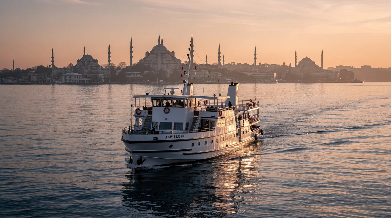 Zvinhu Zvakanakisisa Zvekuita muIstanbul, Turkey: Nzvimbo Dzakanakisisa dzeMufambi Wese Chikepe chechikepe chinoyerera nemumvura yebhuruu yeBosphorus Strait, nemifananidzo yemamosque anozivikanwa akadai seBlue Mosque neSuleymaniye Mosque zvichikwira pamusoro pedenga reguta reIstanbul. Chiitiko ichi chinoratidza kukosha kwekushanyira Istanbul, uko nhoroondo yakapfuma neunyanzvi hwemazuva ano hweTurkey zvinosangana pamhenderekedzo yeGungwa reMarmara.